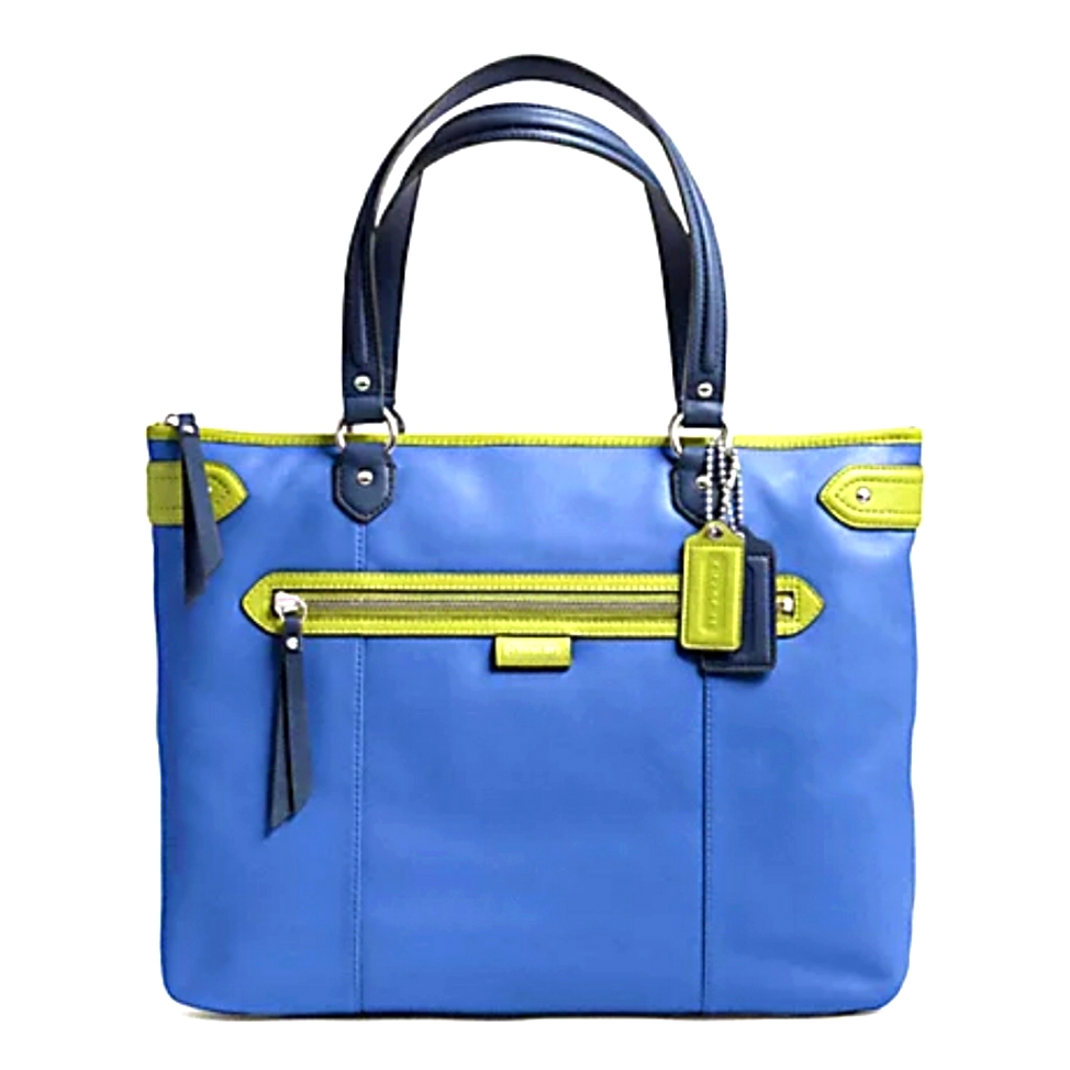Coach Designer Daisy Emma Spectator Leather Blue Green Tote Bag Handbag Purse